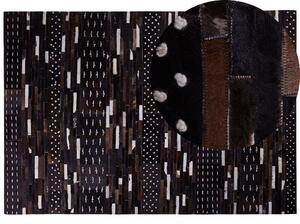 Tappeto in pelle marrone con spago di lana 160 x 230 cm patchwork rustico Beliani
