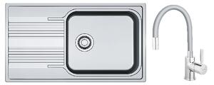Set lavello in acciaio Franke Smart 101.0356.723, rubinetto da cucina Ferro Zumba BZA4S