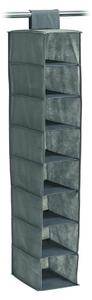 Organizzatore da appendere, contenitore sospeso per armadi - 8 scomparti - 18 x 30 x 105 cm - Tessuto non tessuto grigio - Con chiusura a strappo