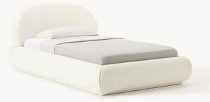 Letto singolo imbottito in bouclé con contenitore Alba