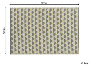 Tappeto per esterni Grigio e giallo Materiali sintetici Rettangolare 120 x 180 cm Motivo a triangolo Accessori da balcone Beliani
