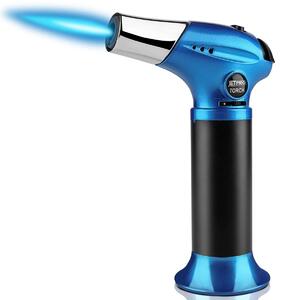 Fornello da cucina a gas butano - Fiamma regolabile - Blocco di sicurezza - Blu - Per barbecue e dolci