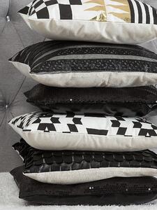 Set di 2 cuscini decorativi in cotone bianco e Nero motivo geometrico 45 x 45 cm Glamour Beliani