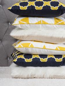Set di 2 cuscini decorativi in cotone blu e giallo motivo quadrifoglio 45 x 45 cm Accessori arredo retrò Beliani