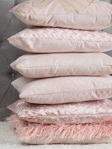 Set di 2 cuscini decorativi motivo foglia di velluto rosa 45 x 45 cm accessori decorativi con stampa in lamina dorato Beliani