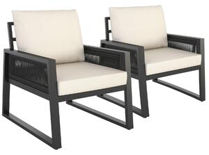 Tectake set giardino lounge captive in design rope - set 3 (2 x poltrone)