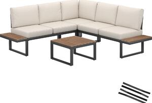 Tectake set salottino da giardino eliar, 4 pezzi, con telaio in alluminio - nero