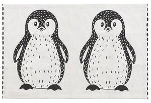 Tappeto a pelo corto bianco e Nero con stampa pinguino 60 x 90 cm per la sala giochi dei bambini Beliani
