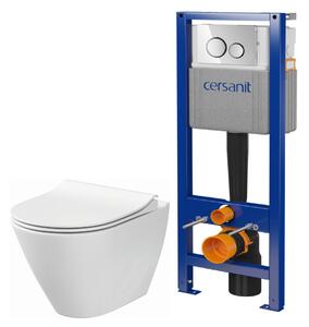 Set vaso WC con copriwater a discesa lenta Cersanit City K701-104, set modulo di installazione con placca di comando Cersanit S701-778