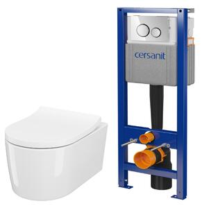 Set vaso WC con copriwater a discesa lenta Cersanit Inverto S701-419, set modulo di installazione con placca di comando Cersanit S701-778