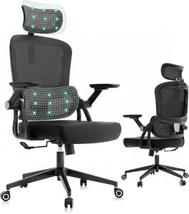 Sedia da ufficio ergonomica con supporto lombare, braccioli pieghevoli, regolazione dell'altezza e rotazione a 360°