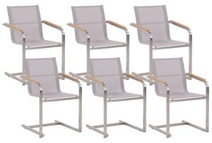 Set di 2 sedie da giardino beige con sedile sintetico struttura in acciaio inox stile cantilever Beliani