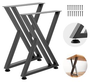 Gambe da tavolo in metallo - Struttura a X, set da 2 pezzi, 61 x 74 cm - Portata 1000 kg - Acciaio al carbonio - Per tavolo da pranzo, scrivania, tavolino da salotto - Nero