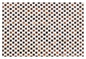 Tappeto tappetino Pelle Bovina Marrone e Beige 140 x 200 cm Motivo Geometrico Patchwork Beliani