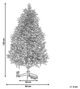 Albero di Natale Bianco Artificiale Innevato Base in Metallo PVC 120 cm Beliani