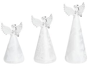 Set di 3 angeli decorativi in vetro bianco con LED illuminati figure decorazioni natalizie per le festività natalizie Beliani