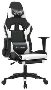 Sedia da gaming vidaXL con funzione massaggio e poggiapiedi, in Pelle finta bianca e nera
