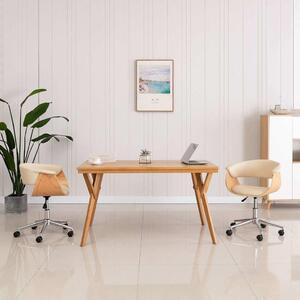 VidaXL Sedia da ufficio girevole color crema in legno curvato e Pelle finta