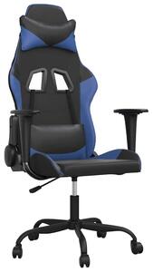 VidaXL Sedia da gioco con funzione massaggio in Pelle finta nera e blu