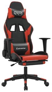Sedia da gaming vidaXL con funzione massaggio e poggiapiedi, in ecopelle nera e rossa