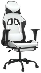 Sedia da gaming vidaXL con funzione massaggio e poggiapiedi, in Pelle finta bianca e nera