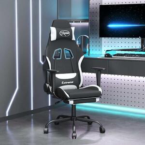 Sedia da gaming vidaXL con funzione massaggio e poggiapiedi, in tessuto bianco e nero