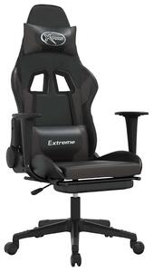 Sedia da gaming vidaXL con funzione massaggio e poggiapiedi, in Pelle finta nera e grigia