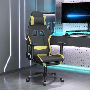 Sedia da gaming vidaXL con funzione massaggio e poggiapiedi, in tessuto nero e verde chiaro