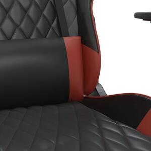 Sedia da gaming vidaXL con funzione massaggio e poggiapiedi, in Pelle finta nera e bordeaux