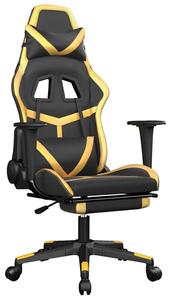 Sedia da gaming vidaXL con funzione massaggio e poggiapiedi, in Pelle finta nera e dorata