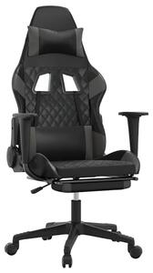 Sedia da gaming vidaXL con funzione massaggio e poggiapiedi, in Pelle finta nera e grigia