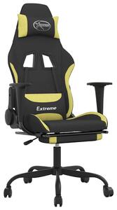 Sedia da gaming vidaXL con funzione massaggio e poggiapiedi, in tessuto nero e verde chiaro