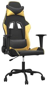 VidaXL Sedia da gioco con funzione massaggio in ecopelle nera e dorata