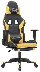 Sedia da gaming vidaXL con funzione massaggio e poggiapiedi, in Pelle finta nera e dorata
