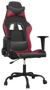 VidaXL Sedia da gioco con funzione massaggio in ecopelle nera e rosso vino