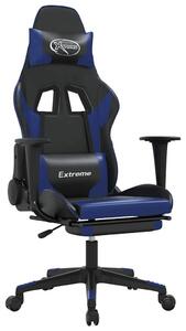 Sedia da gaming vidaXL con funzione massaggio e poggiapiedi, in Pelle finta nera e blu