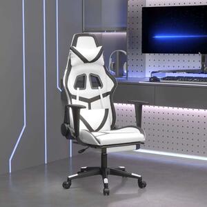 Sedia da gaming vidaXL con funzione massaggio e poggiapiedi, in Pelle finta bianca e nera