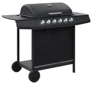 VidaXL Barbecue a gas a 6 fiamme acciaio nero
