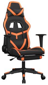 Sedia da gaming vidaXL con funzione massaggio e poggiapiedi, nera e arancione, in ecopelle