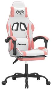 VidaXL Sedia da gioco con poggiapiedi in ecopelle bianca e rosa