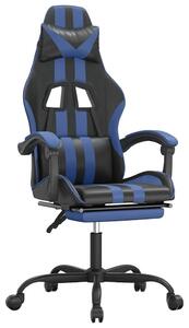 VidaXL Sedia da gioco con poggiapiedi girevole in ecopelle nera e blu