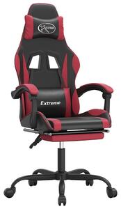 VidaXL Sedia da gioco con poggiapiedi in ecopelle nera e rosso vino