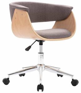 VidaXL Sedia da ufficio girevole color tortora in legno curvato e tessuto