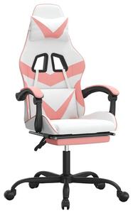 VidaXL Sedia da gioco con poggiapiedi in ecopelle bianca e rosa
