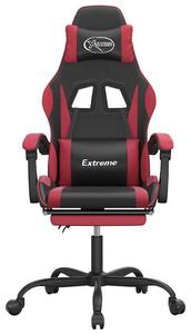 VidaXL Sedia da gioco con poggiapiedi girevole in ecopelle nera e rosso vino