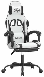 VidaXL Sedia da gioco con poggiapiedi in ecopelle bianca e nera