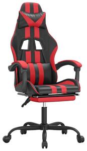 VidaXL Sedia da gioco con poggiapiedi in ecopelle nera e rossa