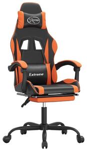 VidaXL Sedia da gioco con poggiapiedi in ecopelle nera e arancione