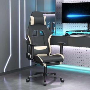 Sedia da gaming vidaXL con funzione massaggio e poggiapiedi, in tessuto nero e crema