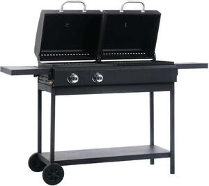 VidaXL Barbecue a gas e a carbonella con 2 bruciatori